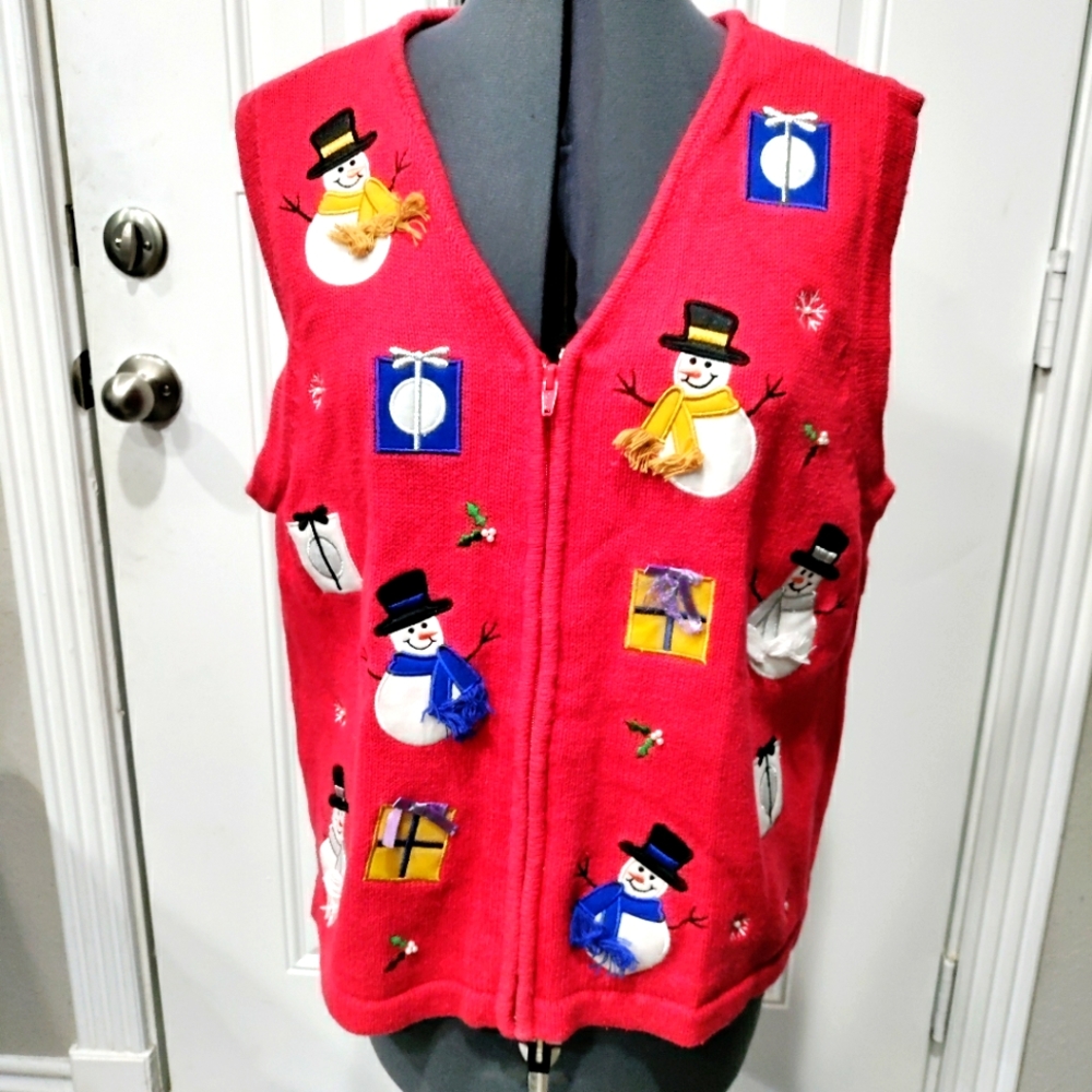 Bechamel vintage Women's Christmas zipper sweater vest size Large